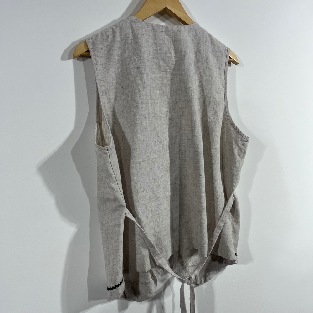 Vintage Cottagecore Granny Boho Floral Linen Blend Vest Womens Large Whimsical - Picture 4 of 8